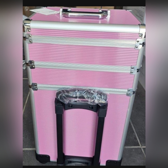 Rolling Makeup Case ExtraLarge Storage Organizer with Key Swivel Wheels Salon - Picture 12 of 12